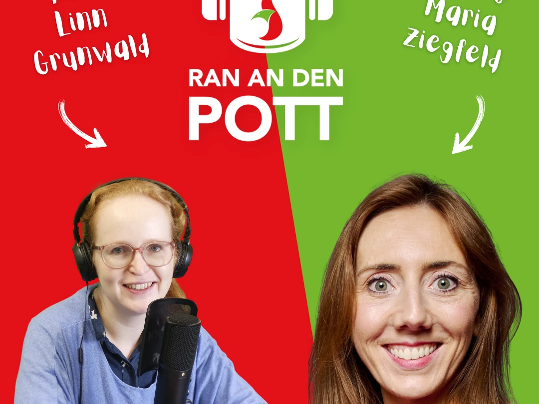 Ran an den Pott mit Linn Grunwald und Maria Ziegfeld Eine lächelnde Frau mit Kopfhörern und Mikrofonen.