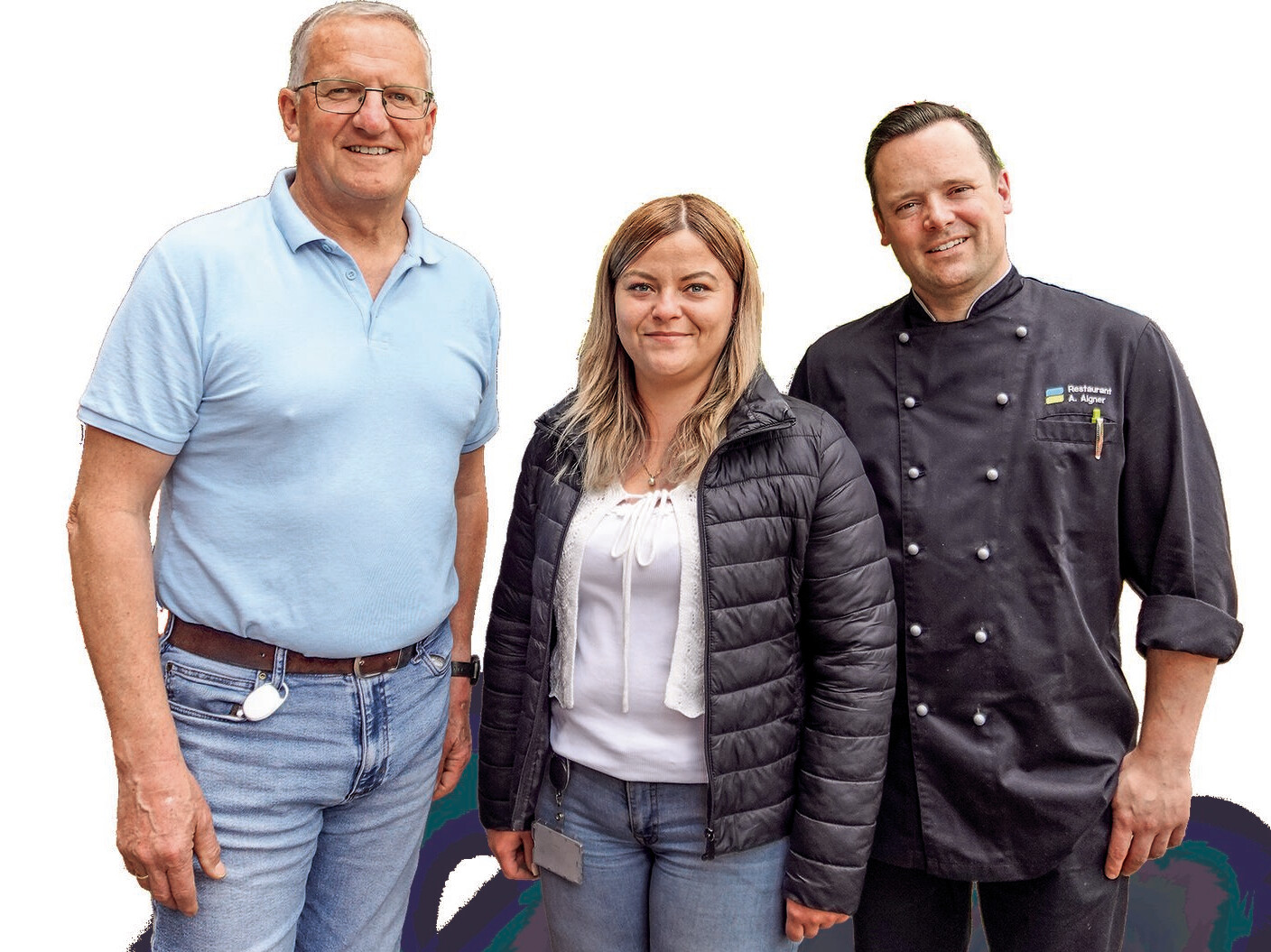 Teamarbeit auf ganzer Ebene Auslage mit Speisen und Getränken in einem Geschäft